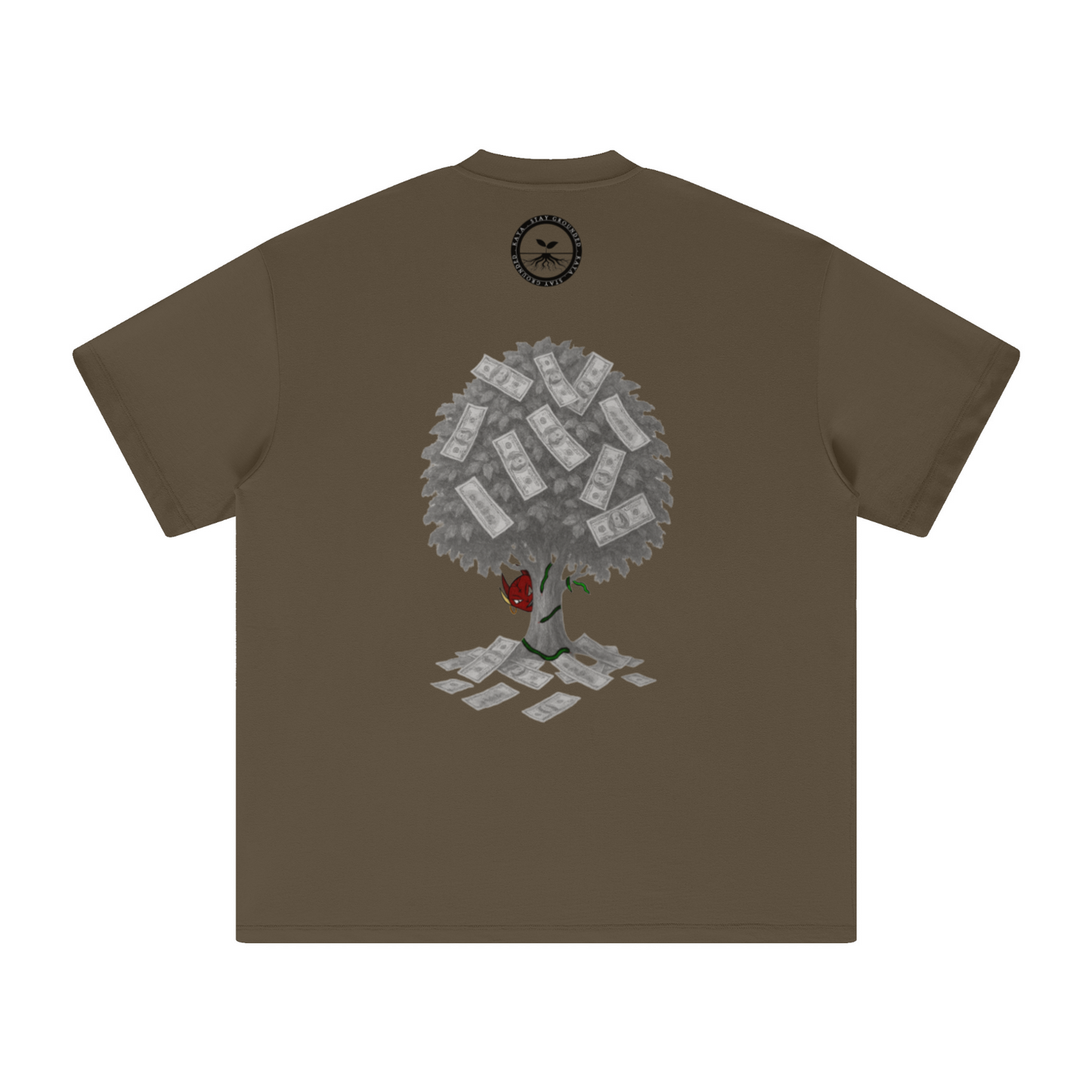 305GSM Unisex All-Over Print Crew Neck T Shirt Brown
