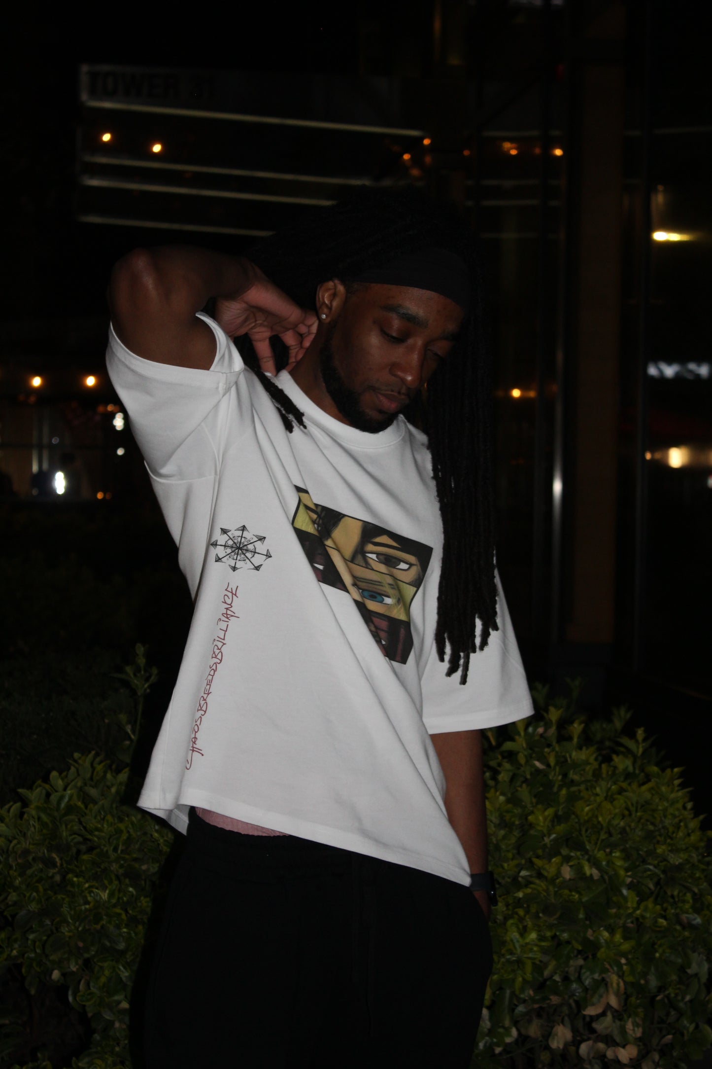 “Chaos Breeds Brilliance” T-Shirt (White)