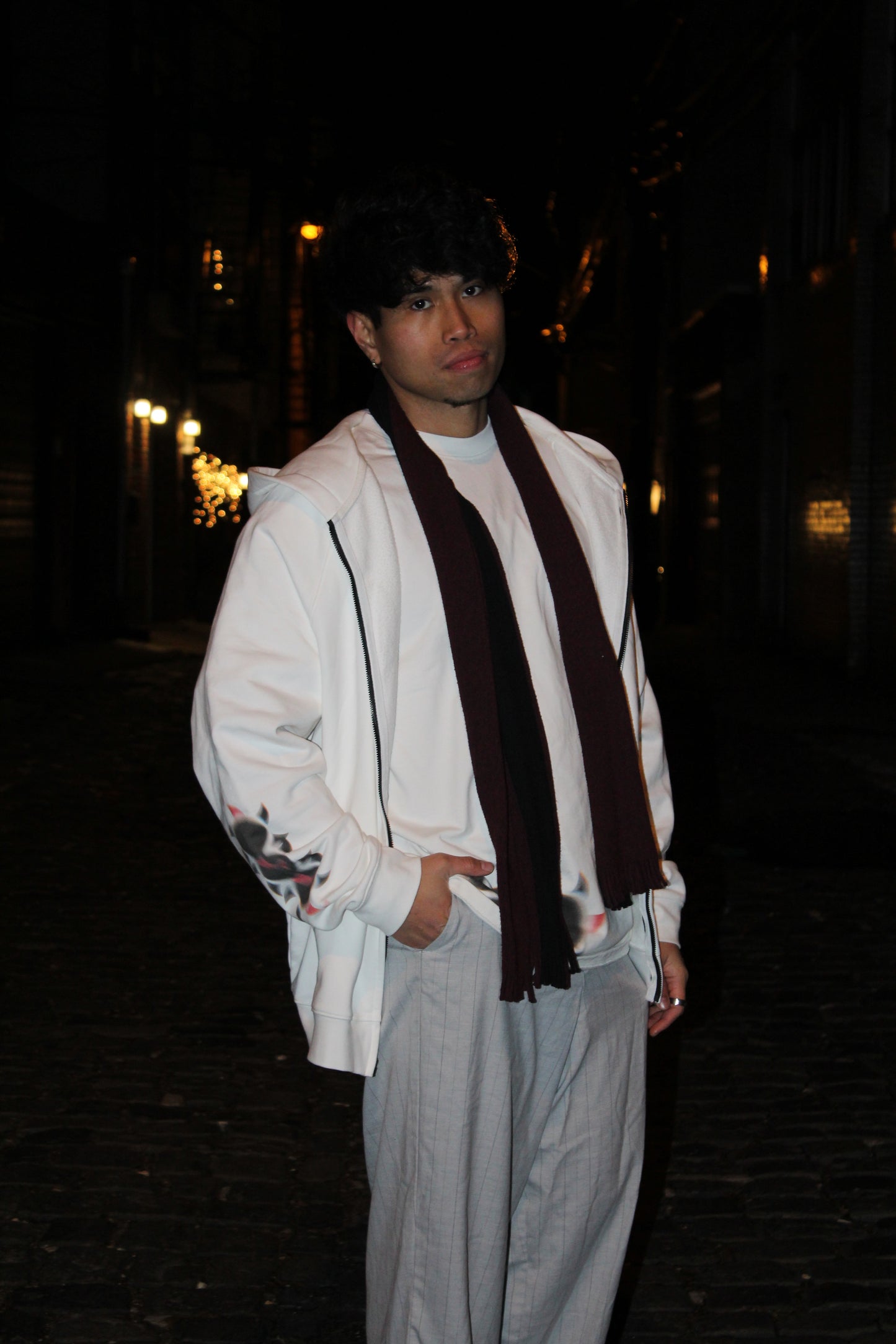 "Step with purpose." Full Zip Up Hoodie (White)