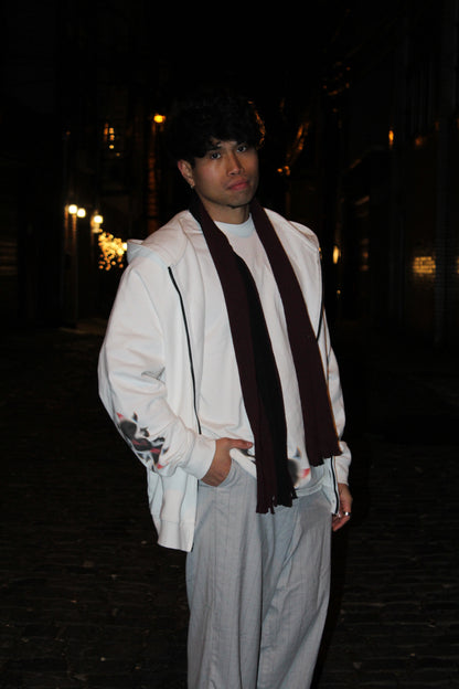"Step with purpose." Full Zip Up Hoodie (White)