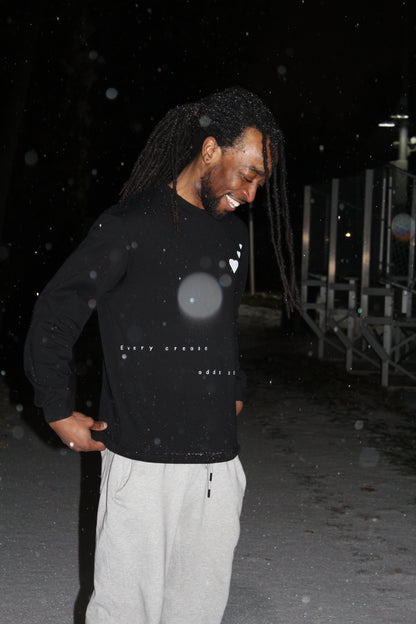 "Every crease adds structure." Long Sleeve T-Shirt (Black)