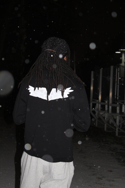 "Every crease adds structure." Long Sleeve T-Shirt (Black)